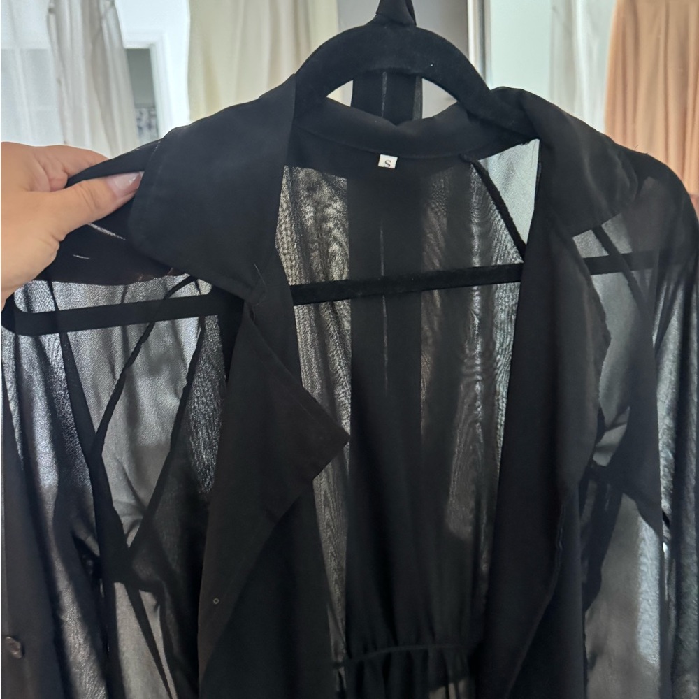 Elegant Black Sheer Robe cardigan